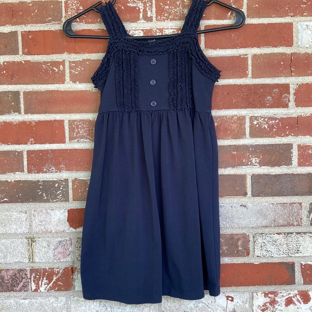 Navy Blue Sleeveless Pleated Sundress with Square Neck Size 8